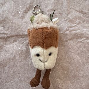 Cute Latte Plush Keychain with Brown and Cream Colors